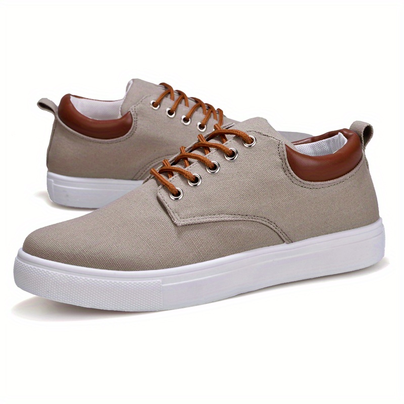 mens fashion canvas lace up skate shoes comfortable sneakers autumn black grey khaki for halloween details 5