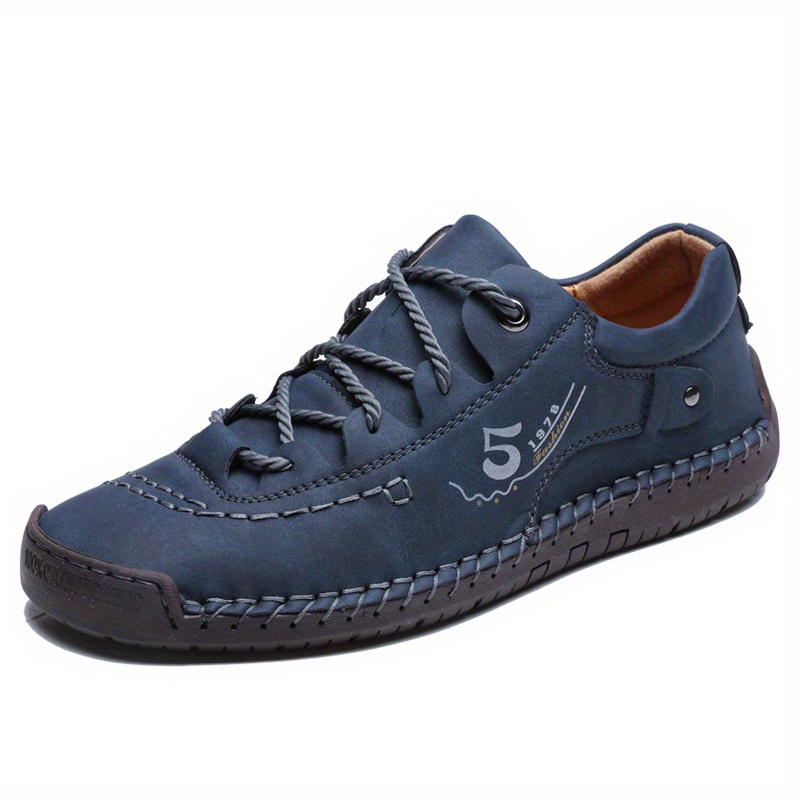 mens handmade stitching casual shoes flats outdoor walking sneakers details 0