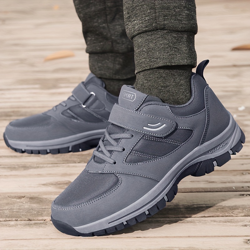 mens knit breathable casual shoes with hook and loop fastener comfy soft sole sneakers for outdoor jogging spring and summer details 7