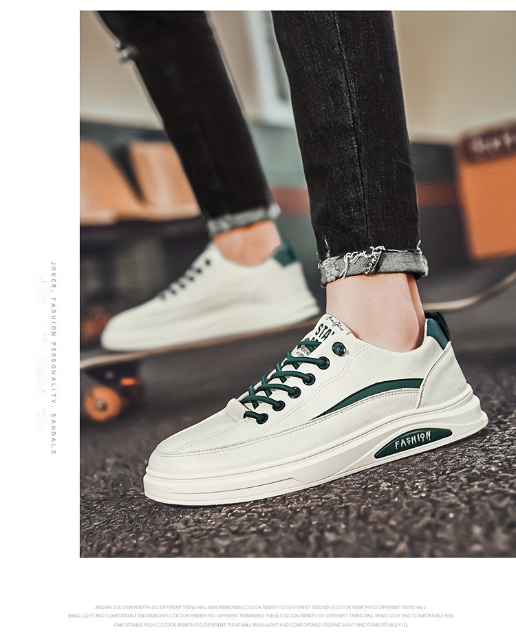 mens vintage solid skate shoes comfy non slip casual lace up sneakers for mens outdoor activities details 5