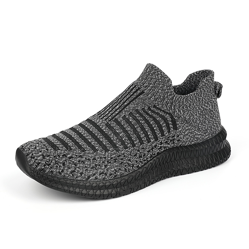 mens trendy breathable knit striped slip on sneakers casual outdoor comfortable anti skid shoes for running jogging details 2