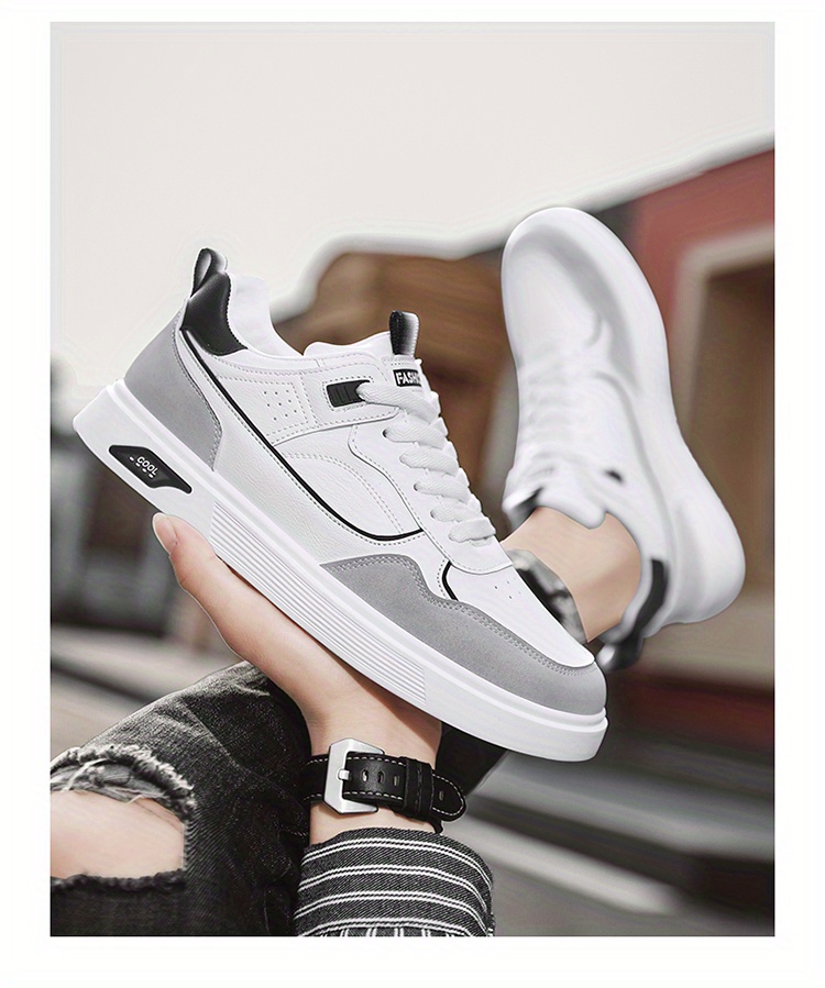 mens lace up sneakers skate shoes with good grip breathable walking shoes details 2