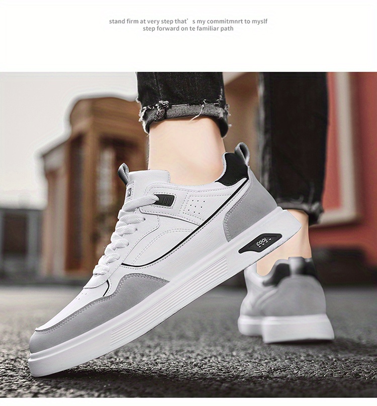 mens lace up sneakers skate shoes with good grip breathable walking shoes details 3