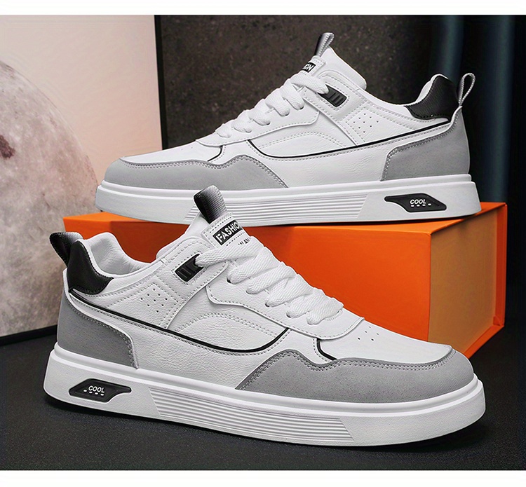 mens lace up sneakers skate shoes with good grip breathable walking shoes details 8