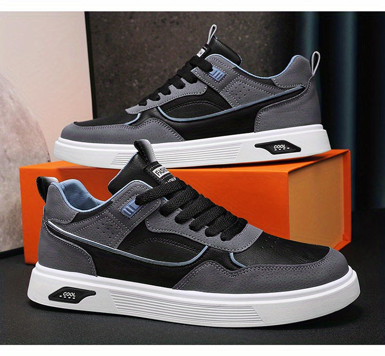 mens lace up sneakers skate shoes with good grip breathable walking shoes details 10