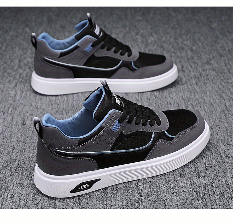 mens lace up sneakers skate shoes with good grip breathable walking shoes details 11