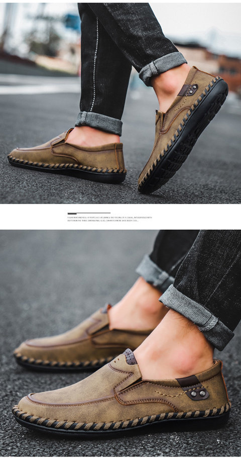 mens casual slip on loafers breathable shoes details 3