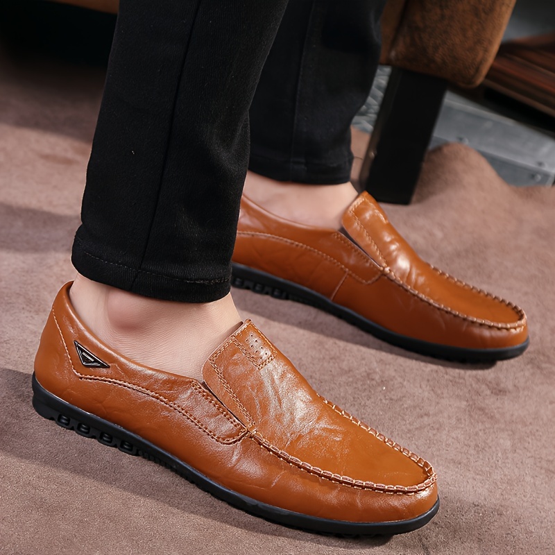 leather loafer shoes, mens leather loafer shoes comfy non slip slip on shoes mens shoes spring and summer details 3