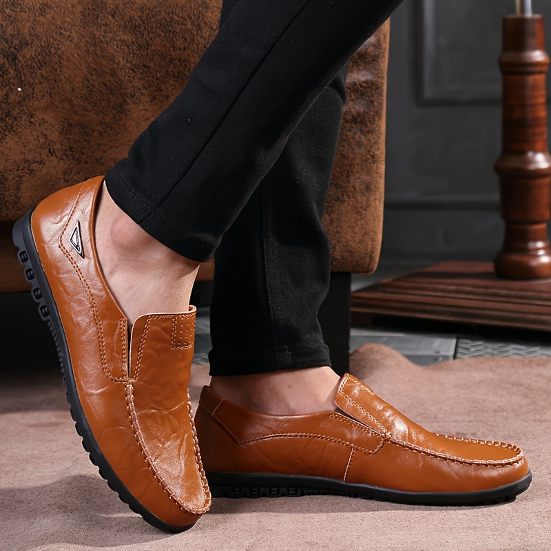 leather loafer shoes, mens leather loafer shoes comfy non slip slip on shoes mens shoes spring and summer details 4