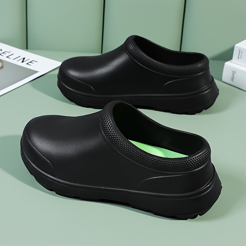 mens solid eva clogs oil proof waterproof non slip slip on shoes chef shoes kitchen cook shoes hospital shoes details 3