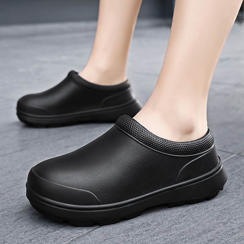 mens solid eva clogs oil proof waterproof non slip slip on shoes chef shoes kitchen cook shoes hospital shoes details 4