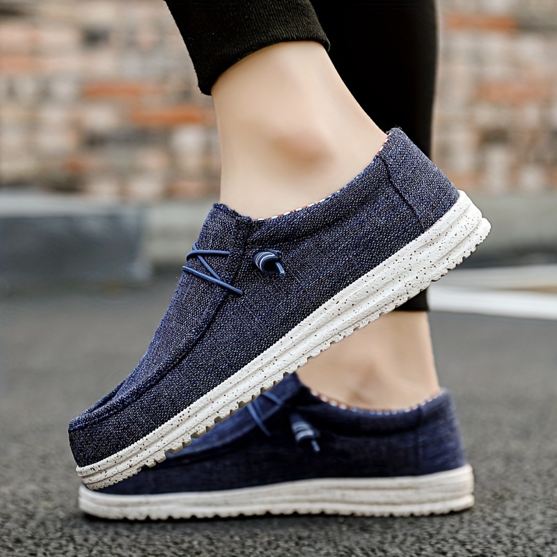 mens casual canvas loafers breathable lightweight anti skid slip on shoes with shoelaces decor for outdoor walking driving spring summer and autumn details 16