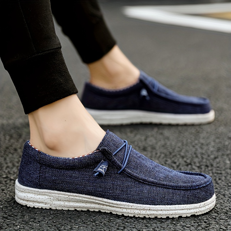 mens casual canvas loafers breathable lightweight anti skid slip on shoes with shoelaces decor for outdoor walking driving spring summer and autumn details 21