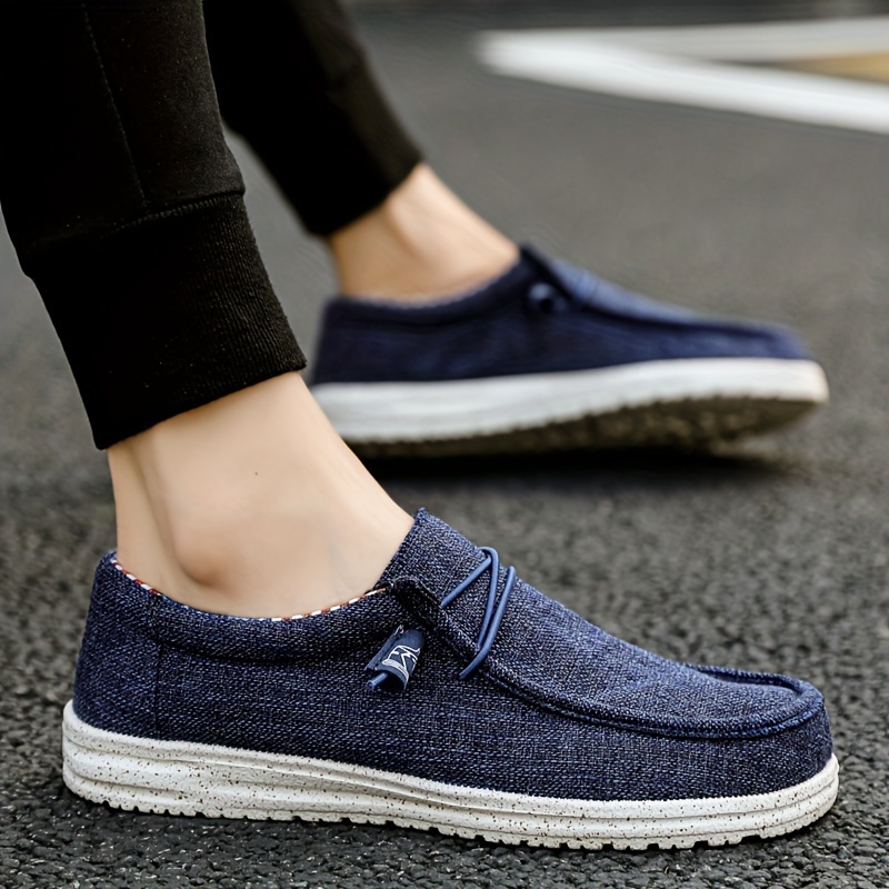 mens casual canvas loafers breathable lightweight anti skid slip on shoes with shoelaces decor for outdoor walking driving spring summer and autumn details 22