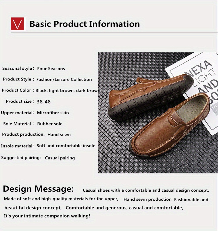 mens casual loafers non slip wear resistant slip on shoes with soft sole for business office details 1