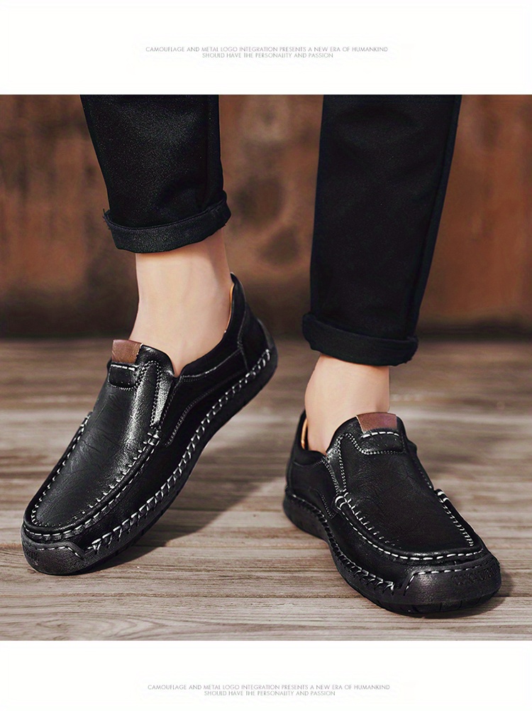 mens casual loafers non slip wear resistant slip on shoes with soft sole for business office details 10