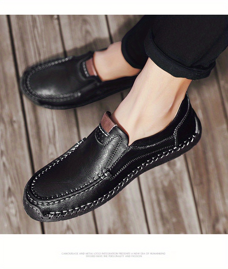 mens casual loafers non slip wear resistant slip on shoes with soft sole for business office details 11