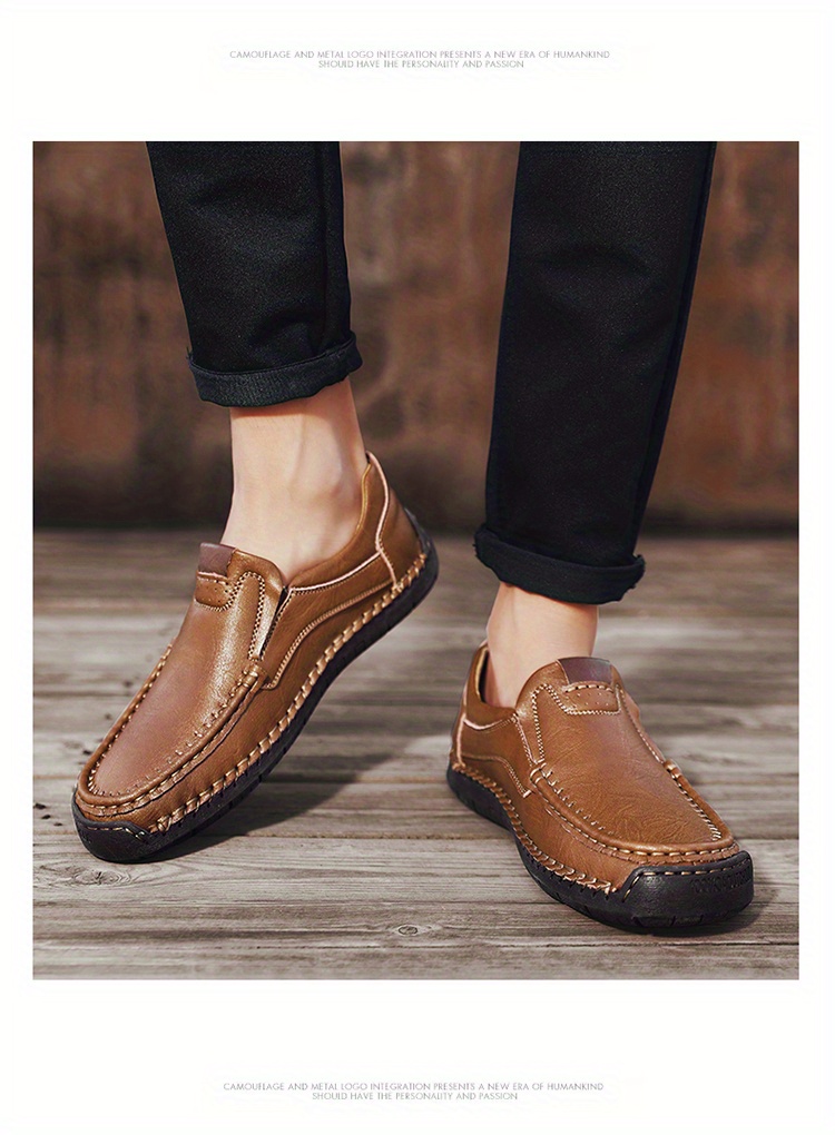 mens casual loafers non slip wear resistant slip on shoes with soft sole for business office details 13