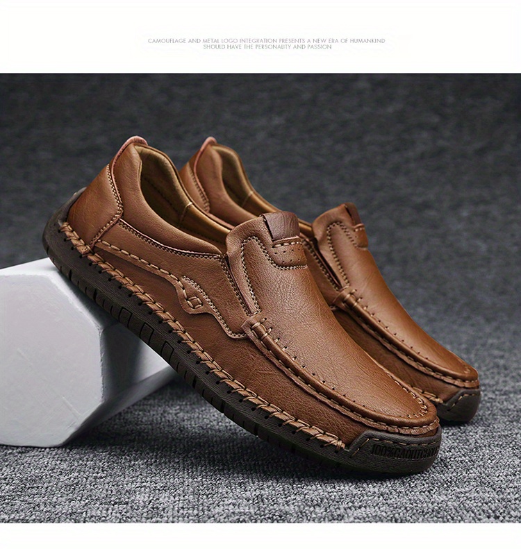 mens casual loafers non slip wear resistant slip on shoes with soft sole for business office details 21