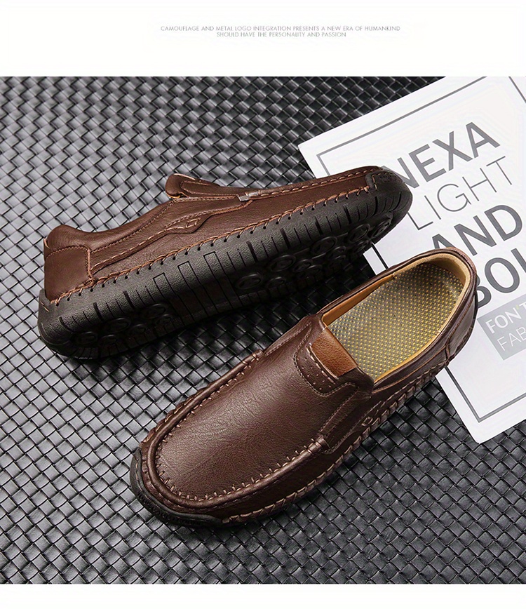 mens casual loafers non slip wear resistant slip on shoes with soft sole for business office details 22