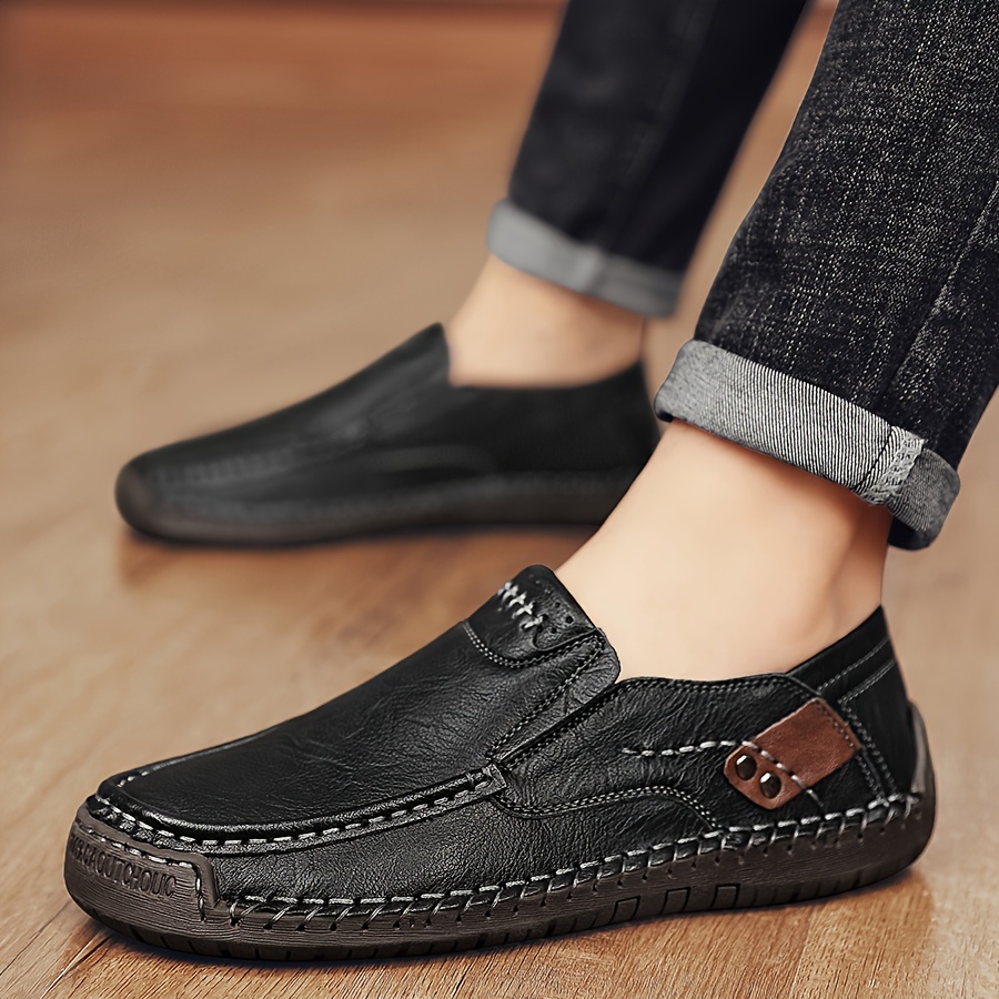 mens stitching casual loafers breathable lightweight anti skid slip on shoes for outdoor walking driving spring summer and autumn details 27