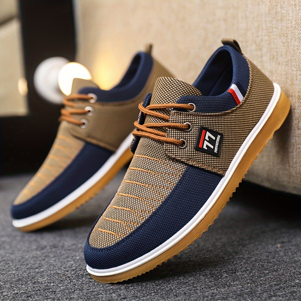 mens comfy canvas shoes breathable lace up casual walking shoes for office walking driving spring summer and autumn details 1