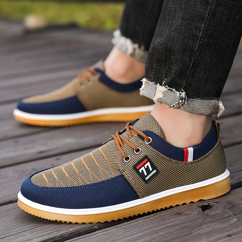 mens comfy canvas shoes breathable lace up casual walking shoes for office walking driving spring summer and autumn details 4