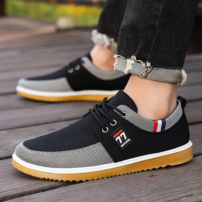 mens comfy canvas shoes breathable lace up casual walking shoes for office walking driving spring summer and autumn details 5