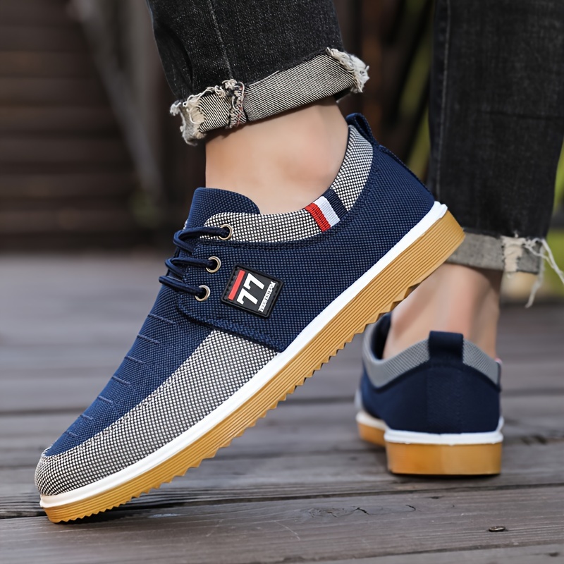 mens comfy canvas shoes breathable lace up casual walking shoes for office walking driving spring summer and autumn details 6