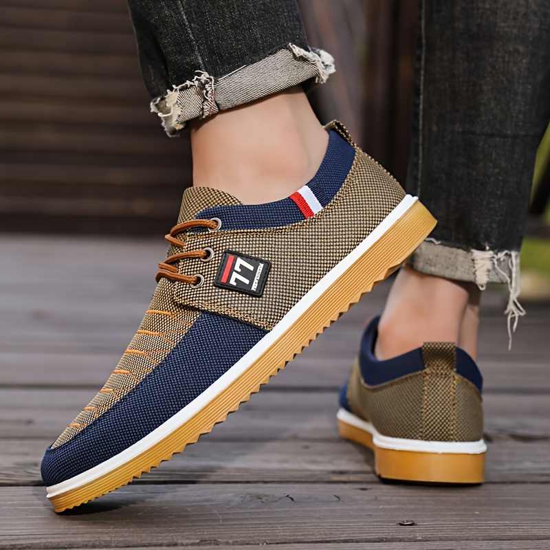 mens comfy canvas shoes breathable lace up casual walking shoes for office walking driving spring summer and autumn details 7